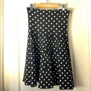 Tristan Black & White Polka Dot Knit Skirt – Flared Midi Style – Size M